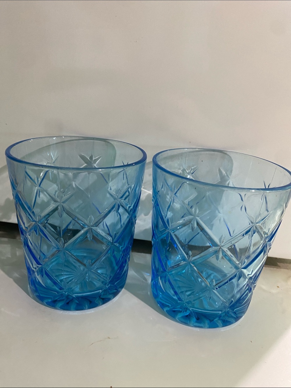 RARE, discontinued style, IKEA flimra Blue glass tumblers